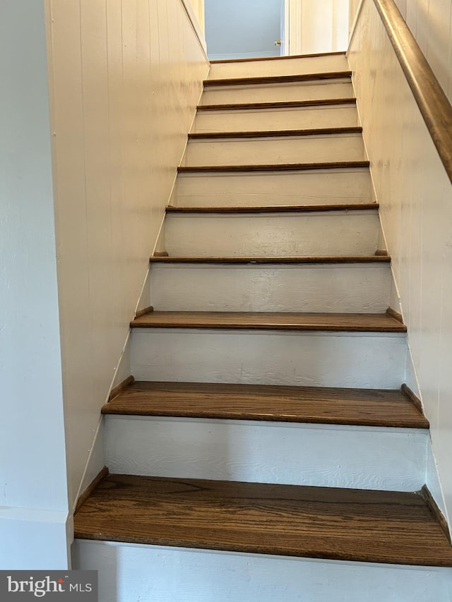 stairs with wooden walls