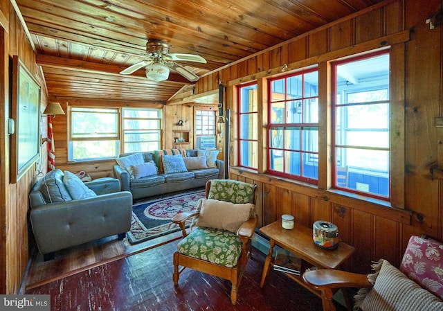 563 E Dark Hollow Road 245Kyle Ln, Pipersville, PA 18947 - sunroom / solarium featuring wood walls, wooden ceiling, lofted ceiling, and hardwood / wood-style floors