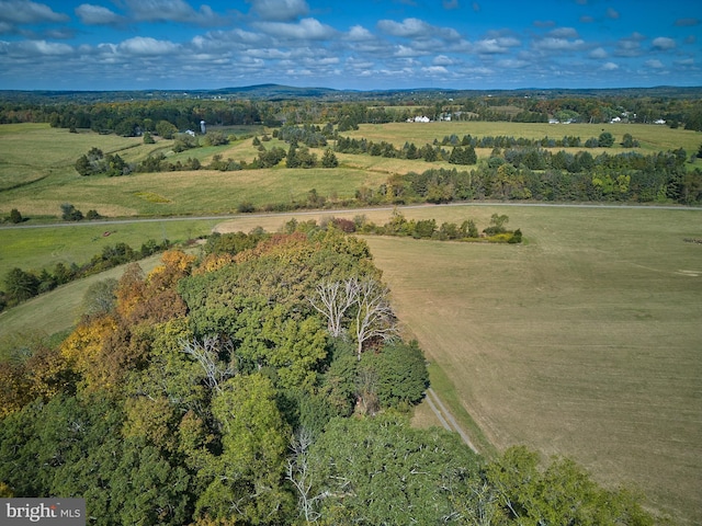 aerial view featuring a rural view