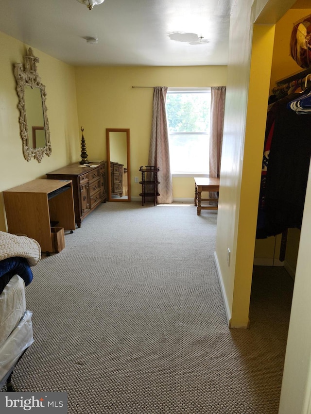 sitting room featuring light carpet