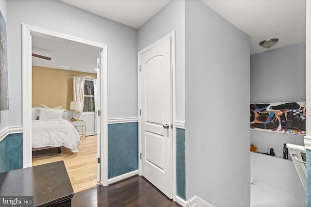 corridor featuring dark hardwood / wood-style floors