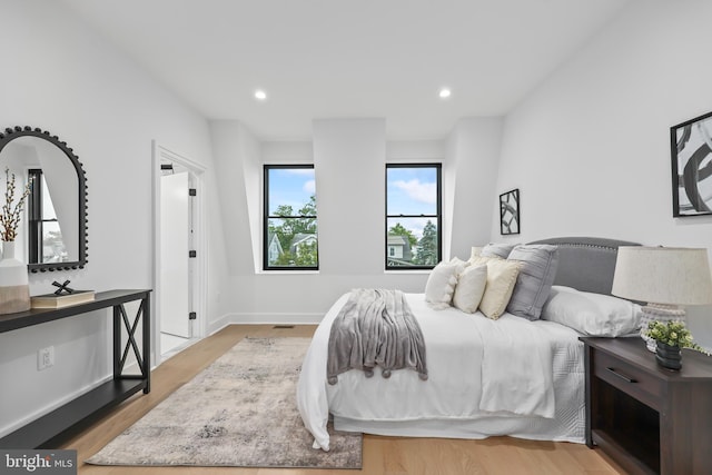 bedroom featuring light hardwood / wood-style flooring