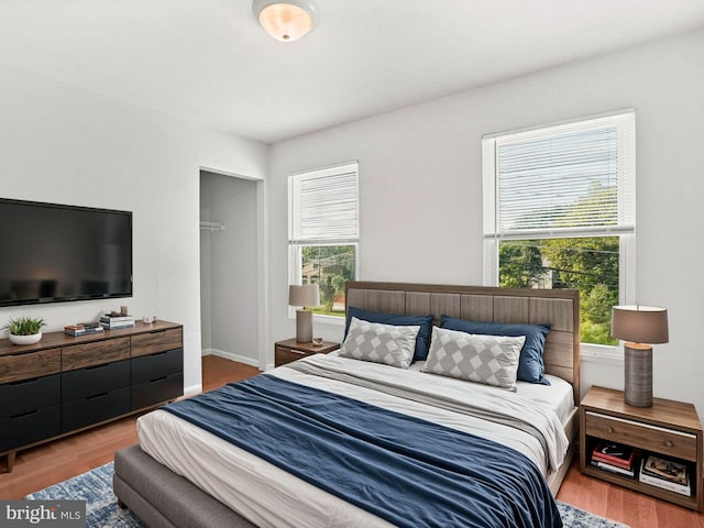 bedroom with hardwood / wood-style flooring