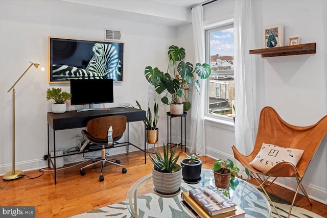 office featuring hardwood / wood-style flooring