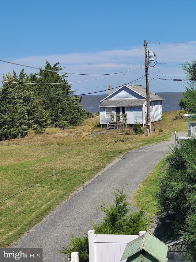 view of road featuring a water view