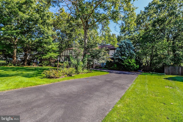 view of front of home featuring a front lawn