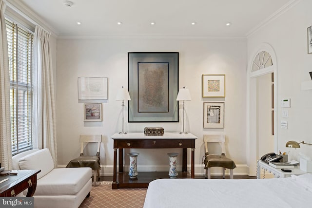 bedroom featuring ornamental molding