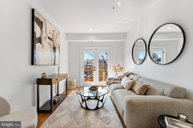 living room featuring light hardwood / wood-style flooring