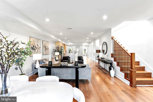 kitchen with light hardwood / wood-style floors