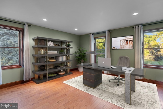 office area featuring hardwood / wood-style floors