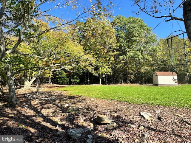 view of yard featuring an outbuilding