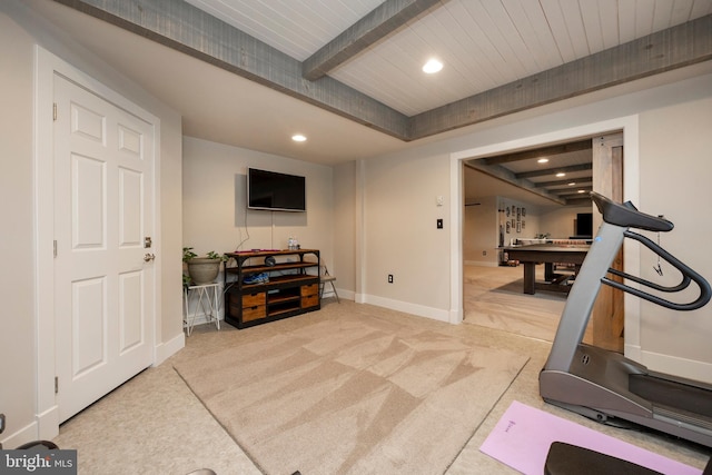 exercise area with carpet floors