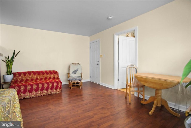 living area with dark wood-type flooring