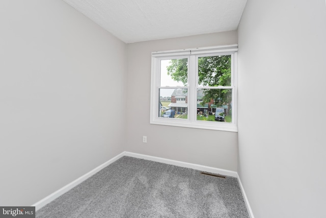 carpeted spare room with a textured ceiling