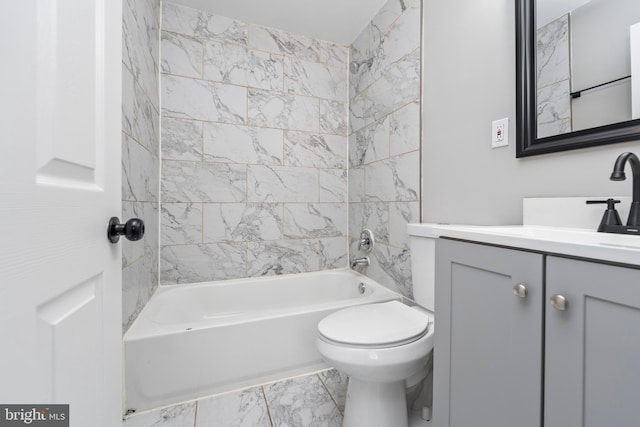 1704 Melbourne Rd, Dundalk, MD 21222 - full bath featuring bathtub / shower combination, toilet, marble finish floor, and vanity