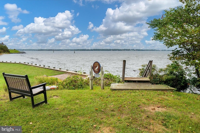 view of water feature featuring a dock