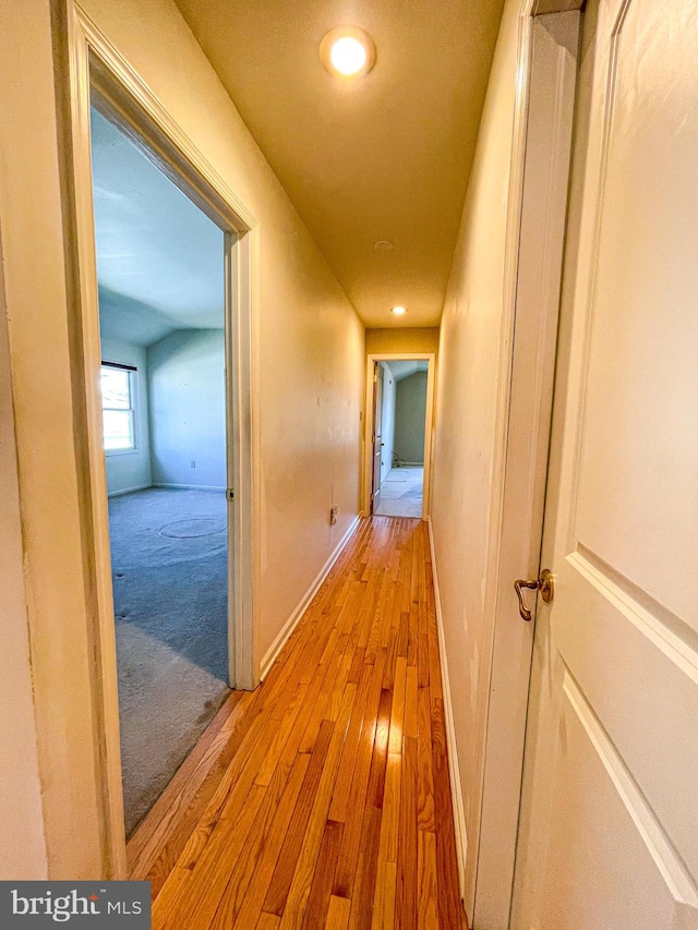 hall with light hardwood / wood-style flooring