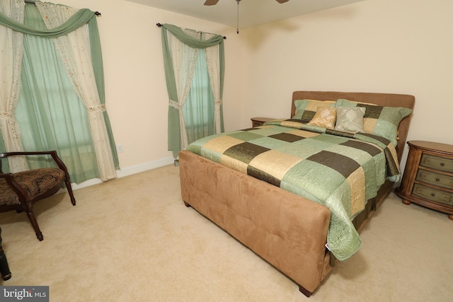 bedroom featuring carpet and ceiling fan