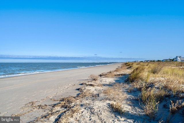 property view of water featuring a beach view