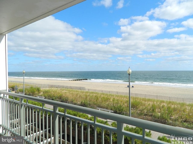 property view of water with a beach view