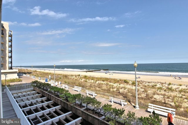 property view of water with a beach view