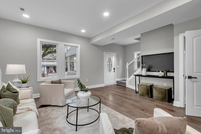 living room featuring hardwood / wood-style flooring