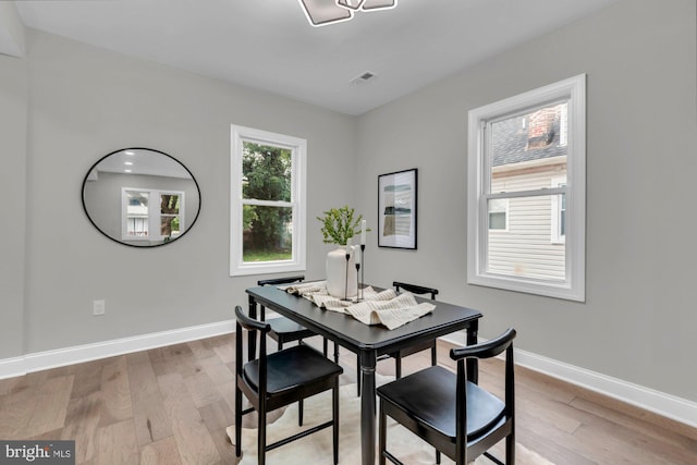 dining room featuring light wood-type flooring