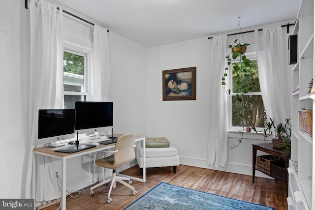 office featuring hardwood / wood-style floors