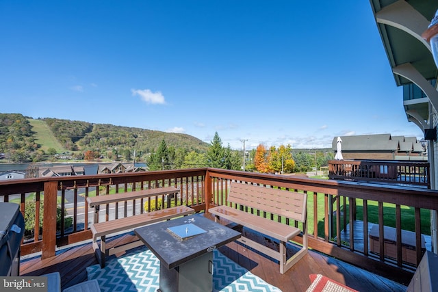 deck with a mountain view