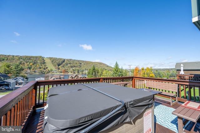 deck featuring a mountain view