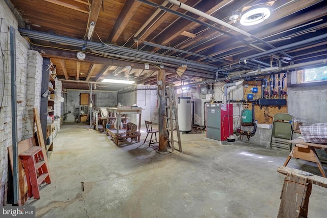 basement with gas water heater