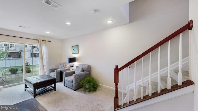 living room with carpet flooring