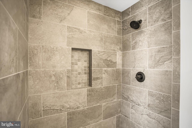 interior details featuring tiled shower