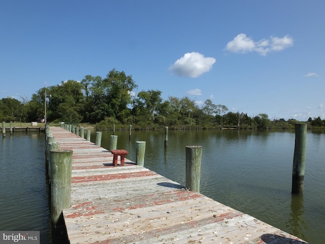view of dock featuring a water view