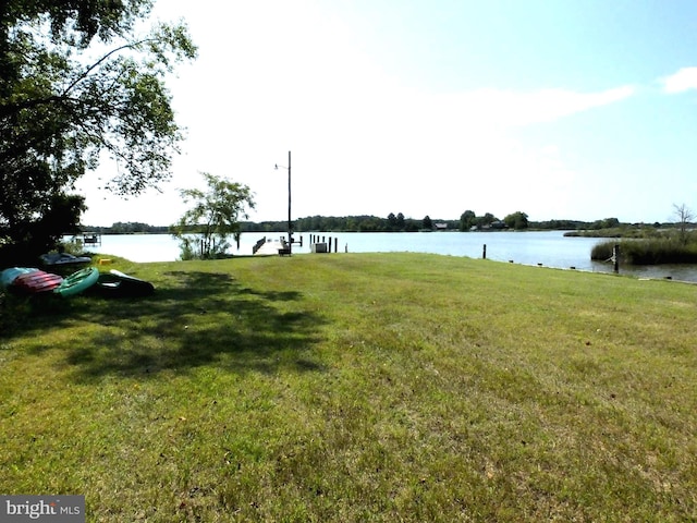 view of yard with a water view