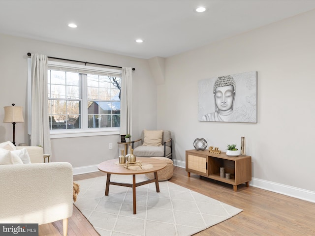 living area with light wood-type flooring