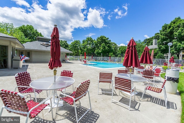 view of pool featuring a patio