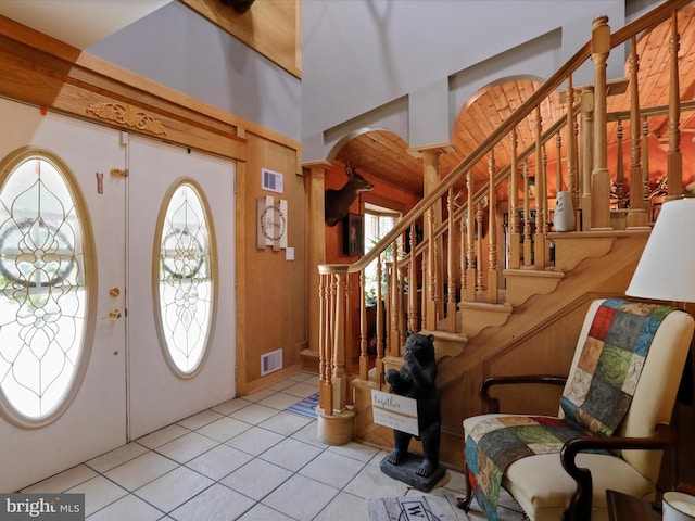 foyer with light tile patterned floors