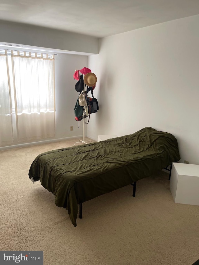 bedroom with carpet floors and billiards