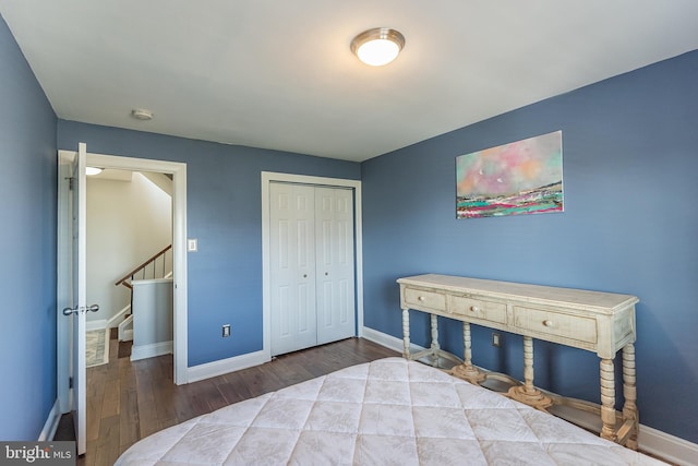 bedroom with a closet and wood-type flooring