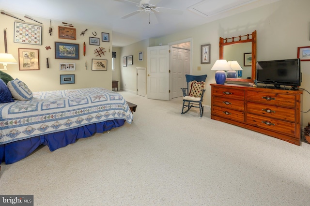 bedroom with a closet and ceiling fan