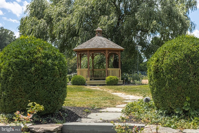 view of yard with a gazebo