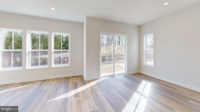 empty room featuring light hardwood / wood-style flooring and a wealth of natural light