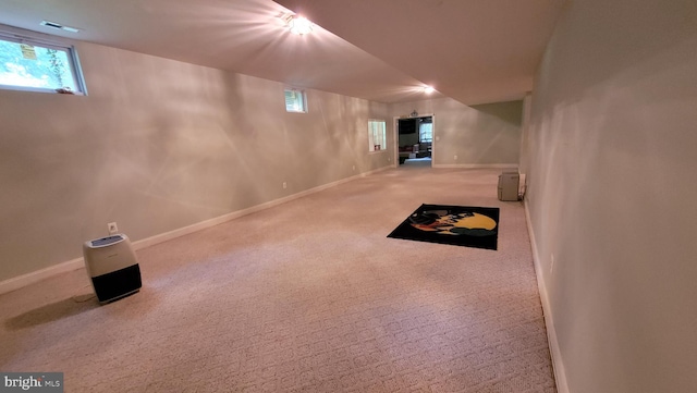 basement with carpet floors