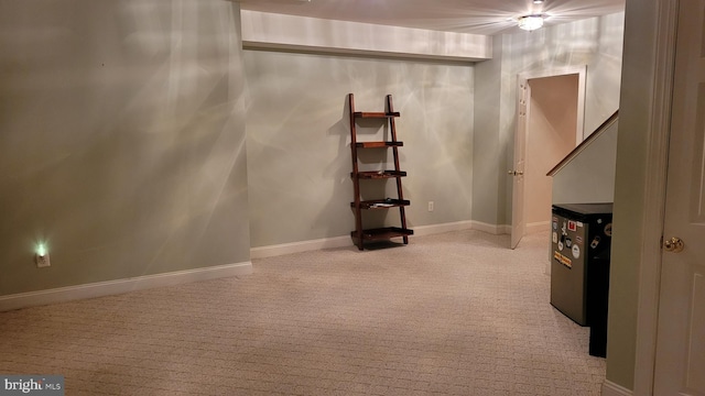 basement with light carpet