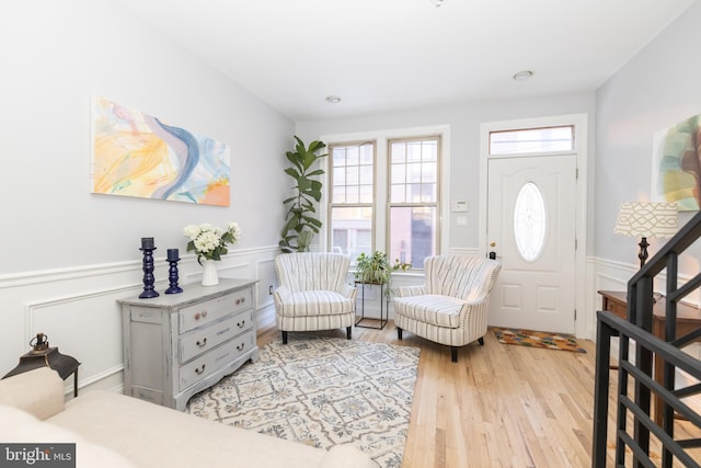 interior space with light hardwood / wood-style floors