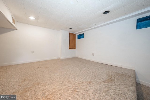 basement with carpet floors