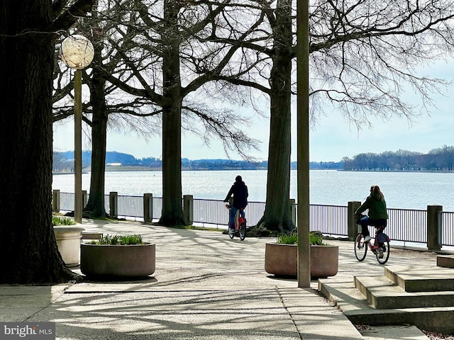 view of community featuring a water view