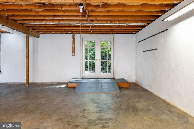 basement with french doors