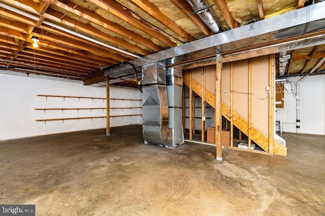 basement with heating unit